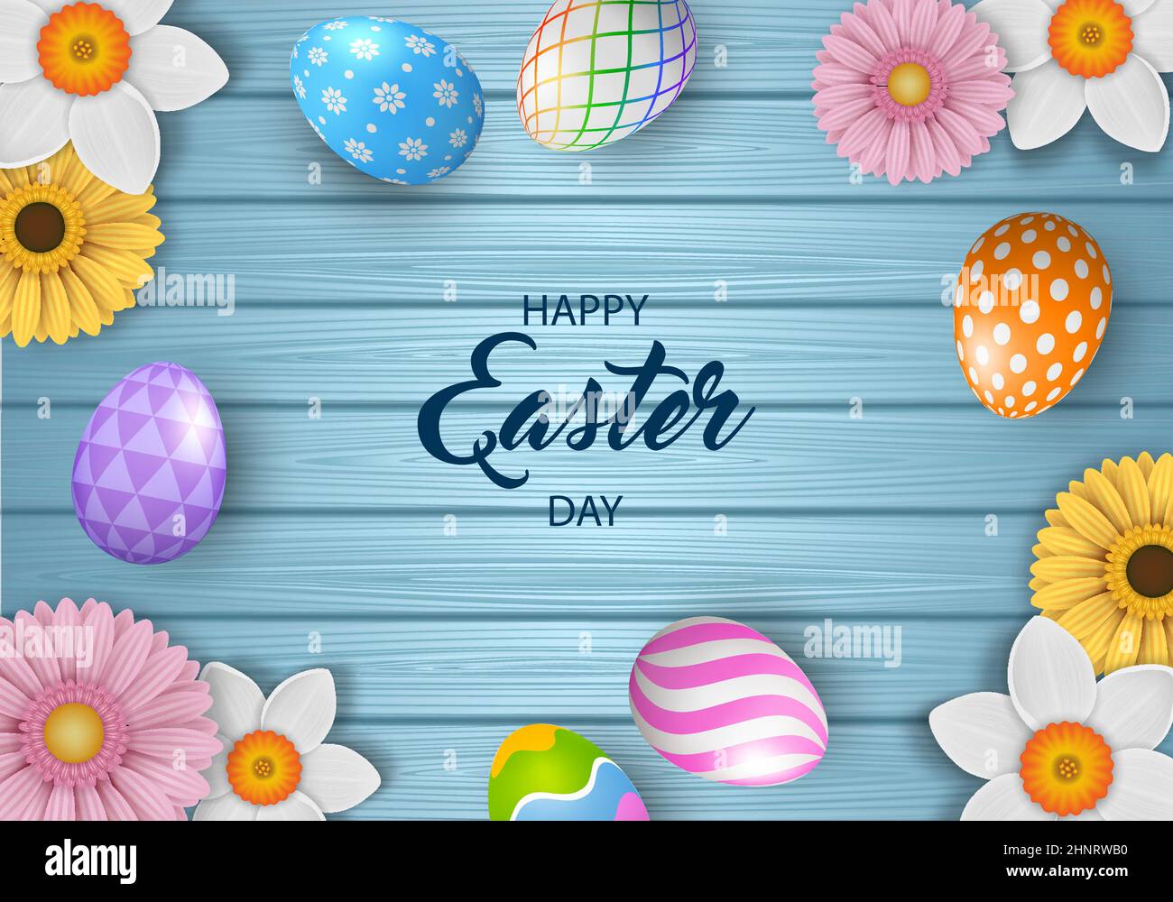 Happy easter background with colorful eggs, Stock Vector