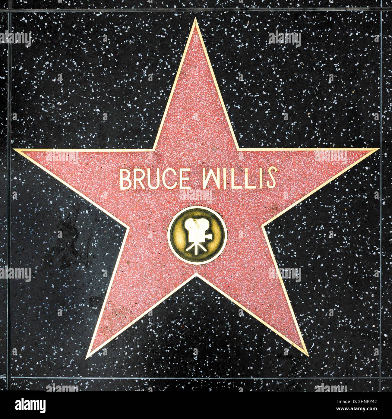 closeup of Star on the Hollywood Walk of Fame for Bruce Willis Stock Photo
