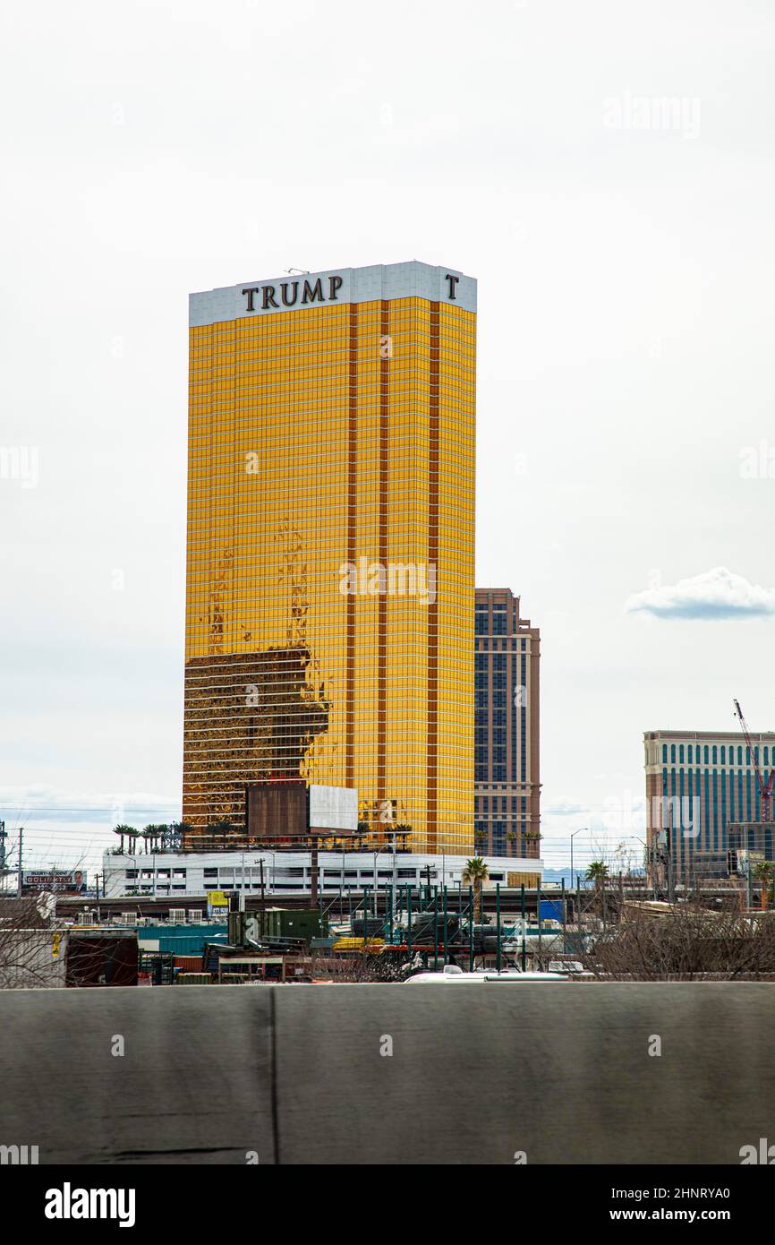 U.S. Business Man and 45th President Donald J. Trump's 'Trump Hotel' in Las Vegas, Nevada Stock Photo