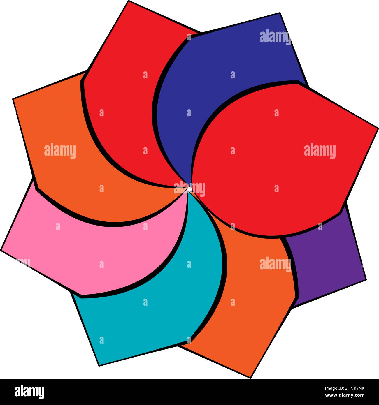 Radiating mandala. Circular geometric motif, icon, shape - stock vector ...