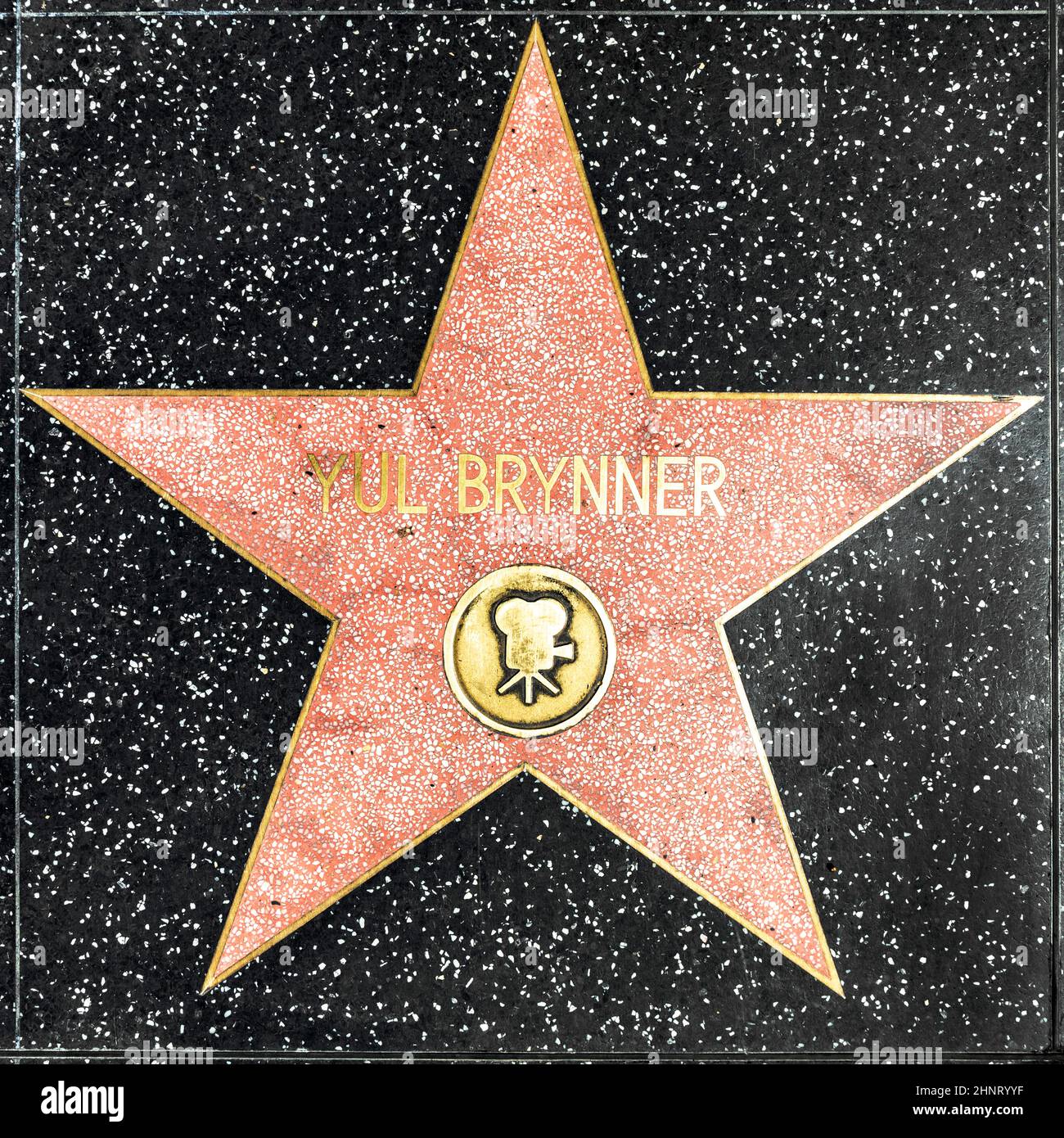 closeup of Star on the Hollywood Walk of Fame for Yul Brynner Stock Photo