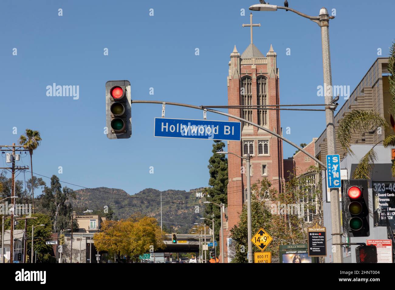 street sign Hollywood BL in Los Angeles Stock Photo