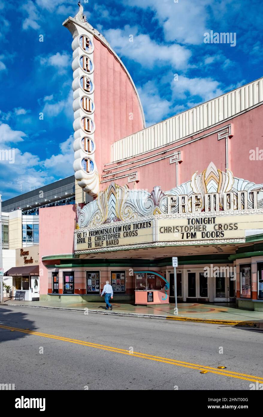 old vintage cinema and theater Fremont in Art deco style in san Luis obispo Stock Photo