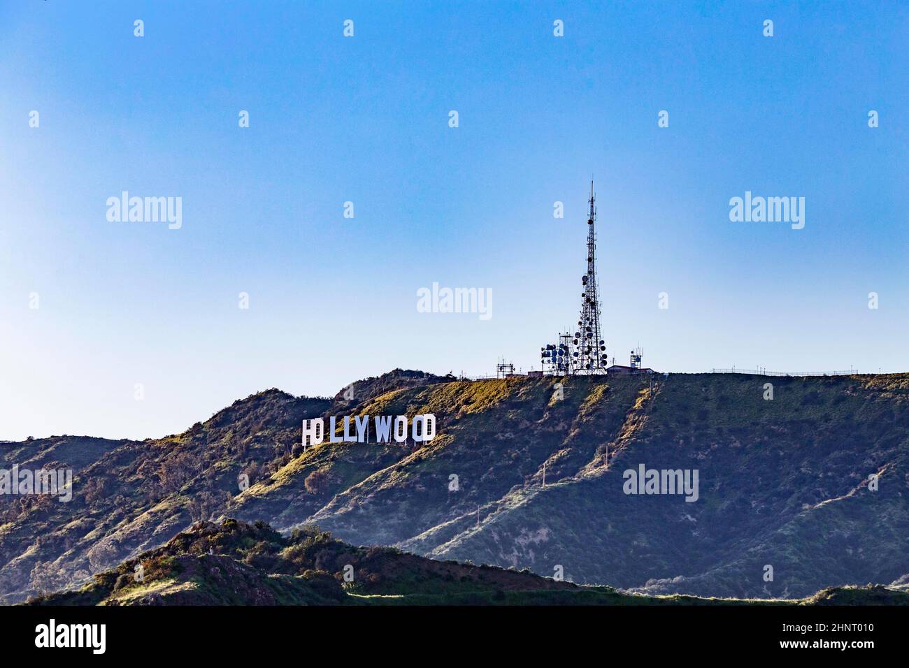 inscription Hollywood on the Hollywood Hills in Los Angeles. Stock Photo
