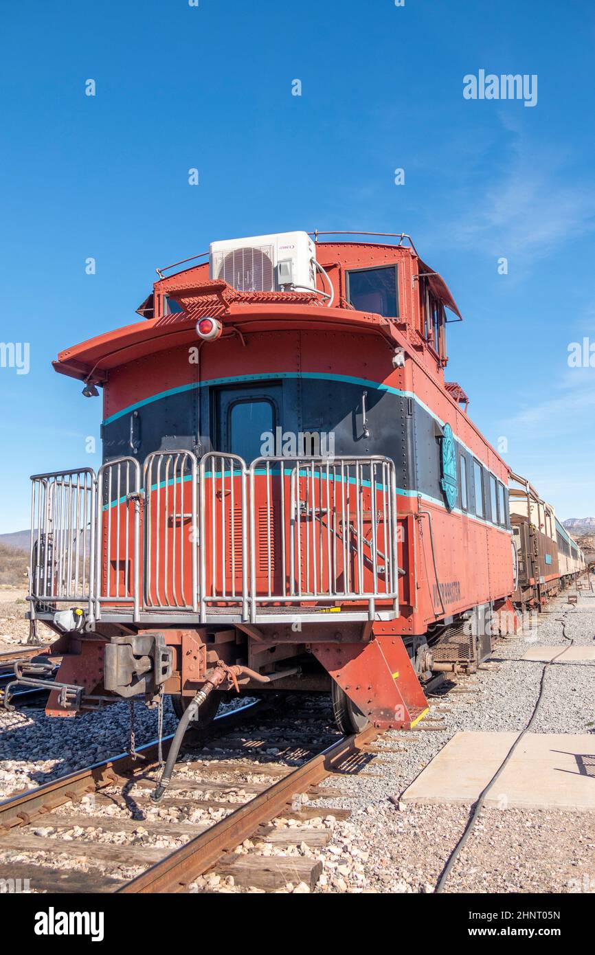 Verde Canyon Railroad Caboose Train Car at Train Station Stock Photo