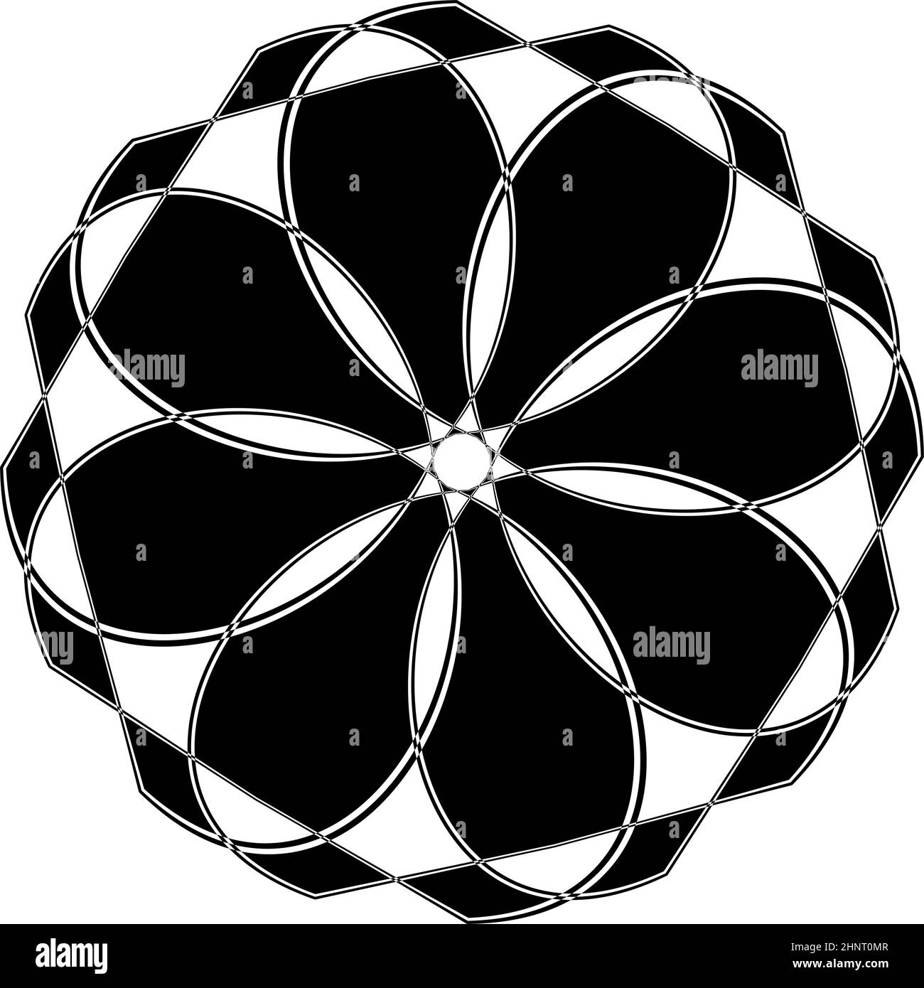 Radiating mandala. Circular geometric motif, icon, shape - stock vector ...