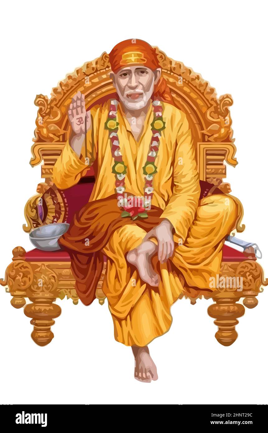 sai baba indian god illustration culture Stock Photo Alamy
