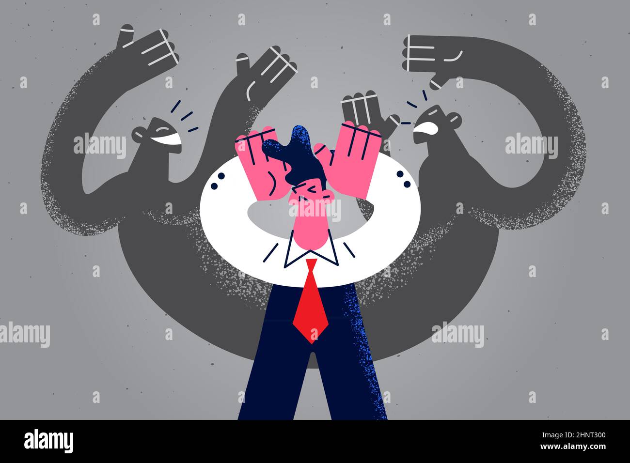 Feeling panic and Inner fears concept. Young stressed frustrated