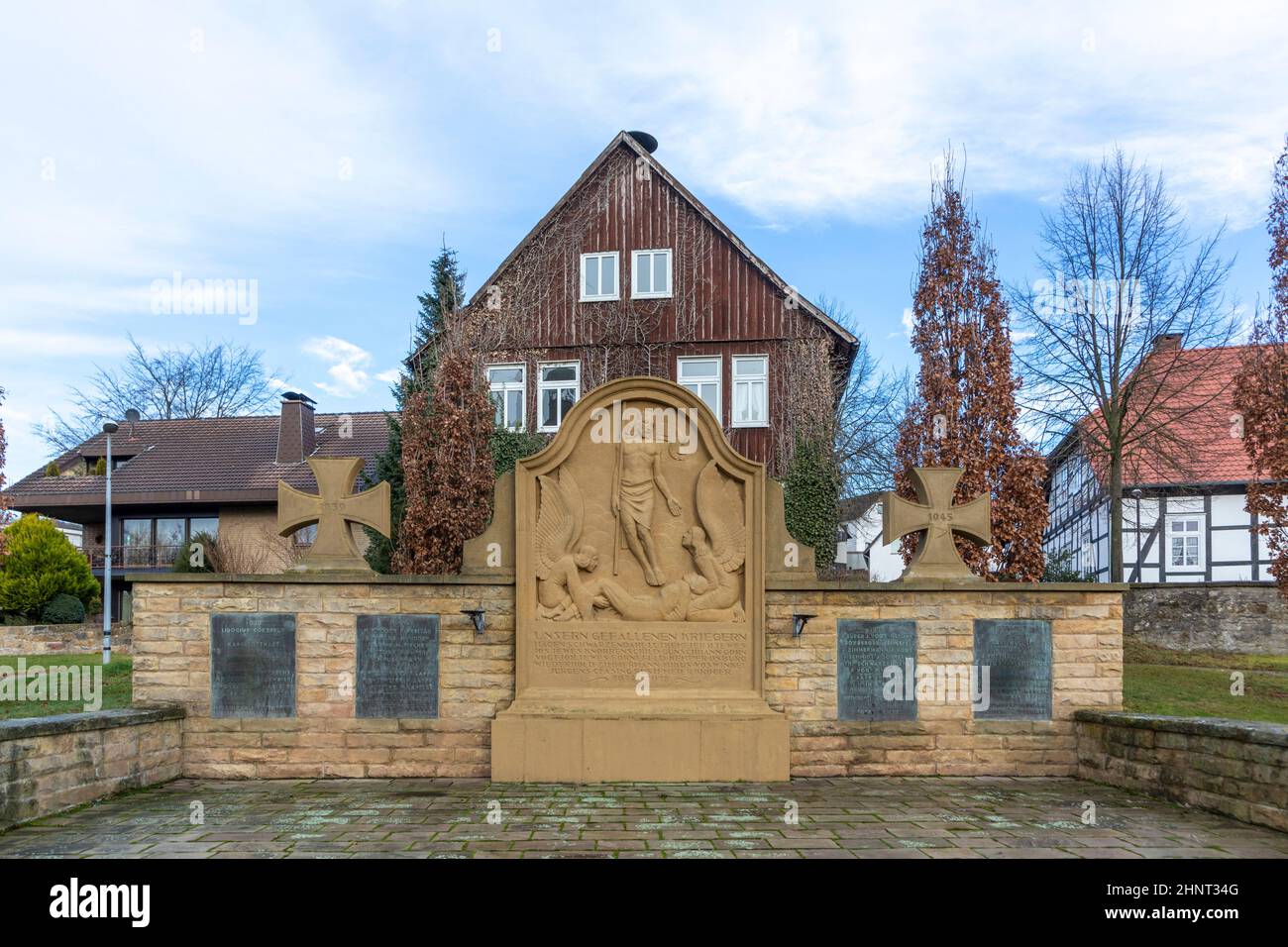 monument for the fallen soldiers in WW1 in Bad Driburg Stock Photo