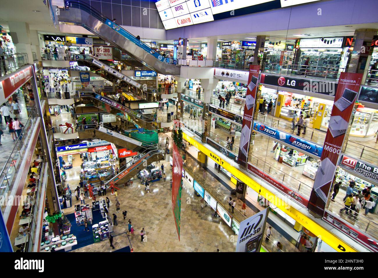 inside the Pantip Plaza, the biggest electronic and software shopping complex in Thailand Stock Photo