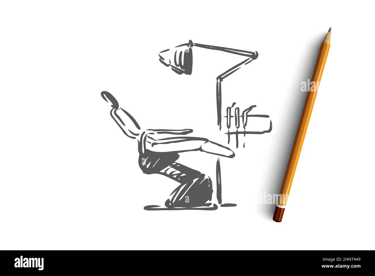 Dentist, chair, medical, care, dentistry concept. Hand drawn dentist chair in medical room