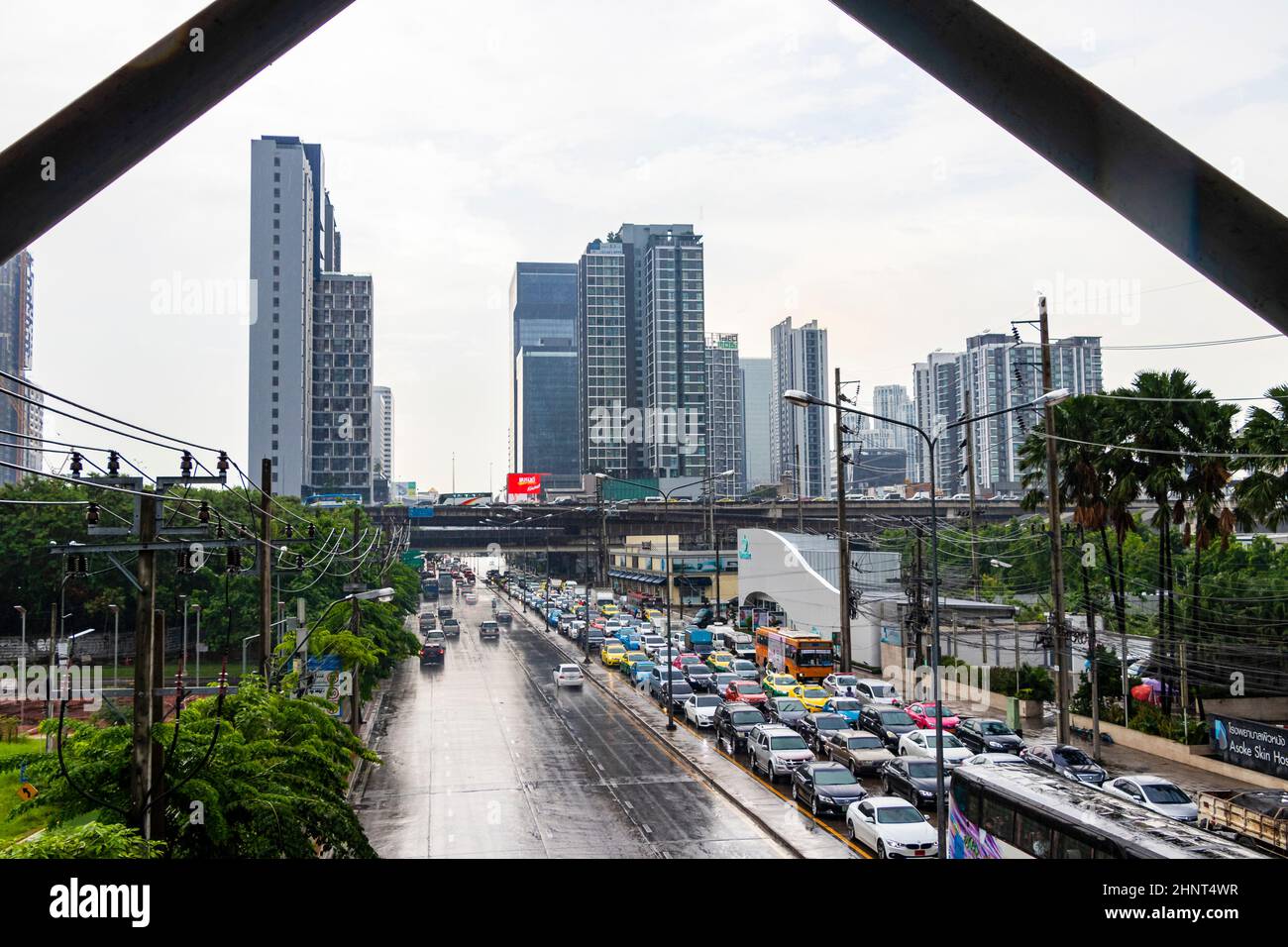 Cityscape at the Makkasan station Airport rail link Bangkok Thailand. Stock Photo