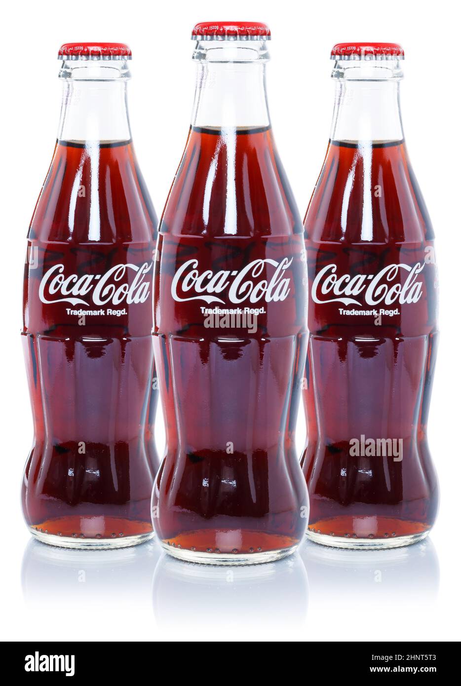Coca Cola CocaCola lemonade soft drinks in bottles isolated on a white