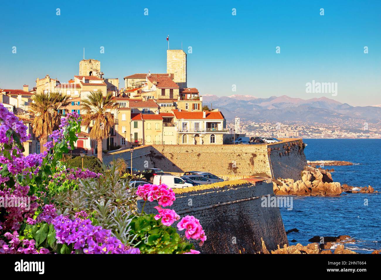Town of Antibes historic waterfront and landmarks view, famous