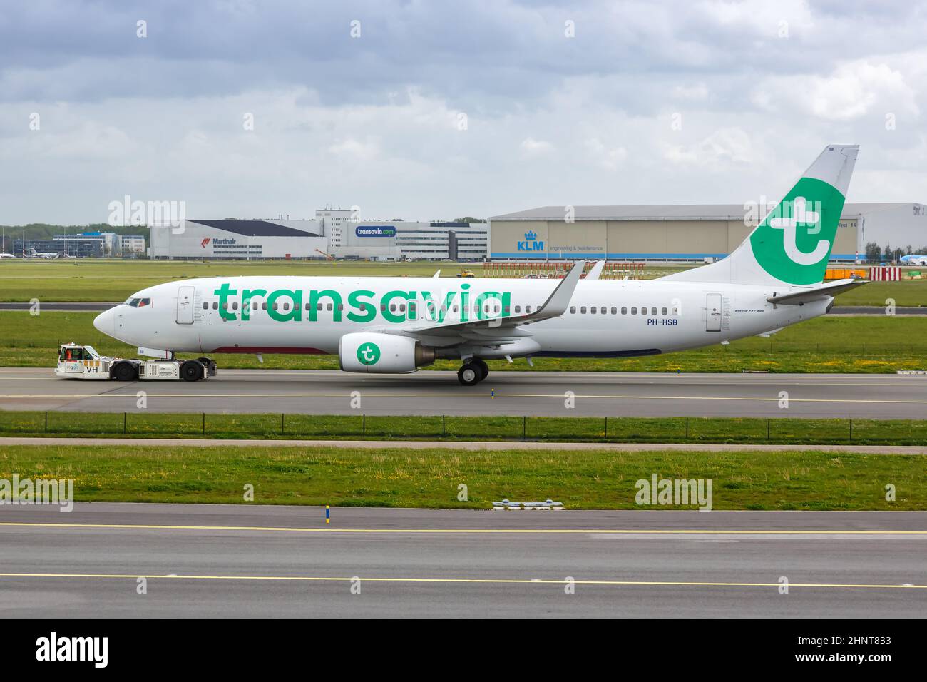 Transavia Boeing 737-800 airplane Amsterdam Schiphol airport in the Netherlands Stock Photo
