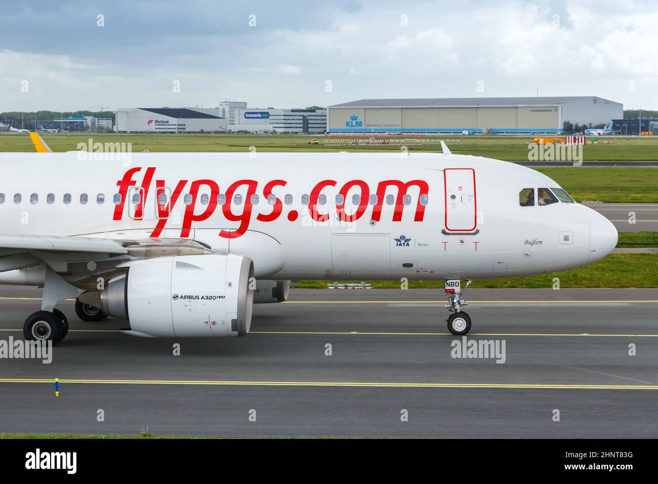 Pegasus Airlines Airbus A320neo airplane Amsterdam Schiphol airport in the Netherlands Stock Photo