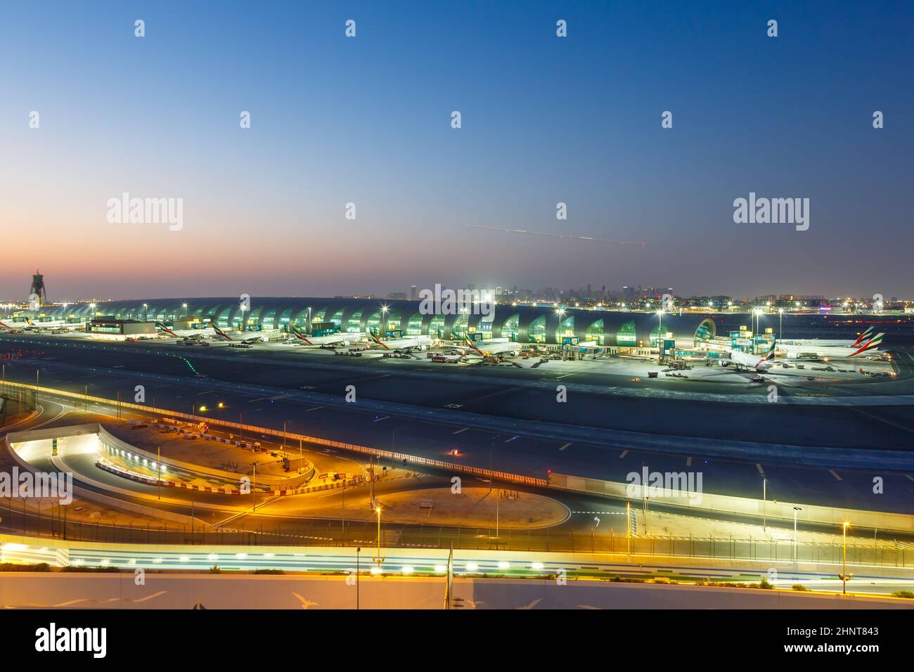 Overview Dubai International Airport Terminal 3 DXB in the United Arab Emirates Stock Photo