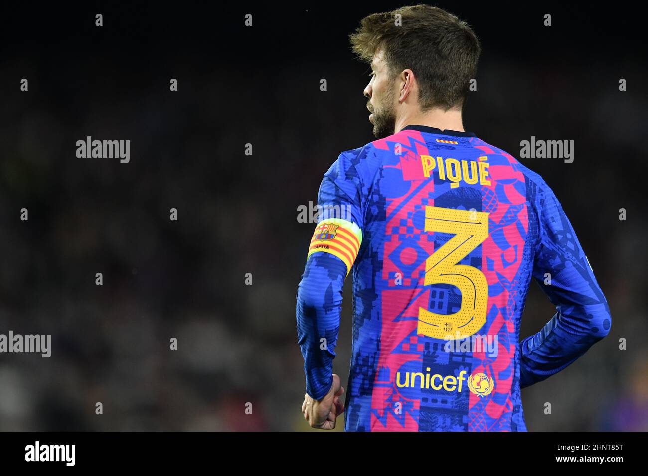 Barcelona,Spain.17 February,2022.  Gerard Pique (3) of FC Barcelona during the Europa League match between FC Barcelona and SSC Napoli at Camp Nou Stadium. Credit: rosdemora/Alamy Live News Stock Photo