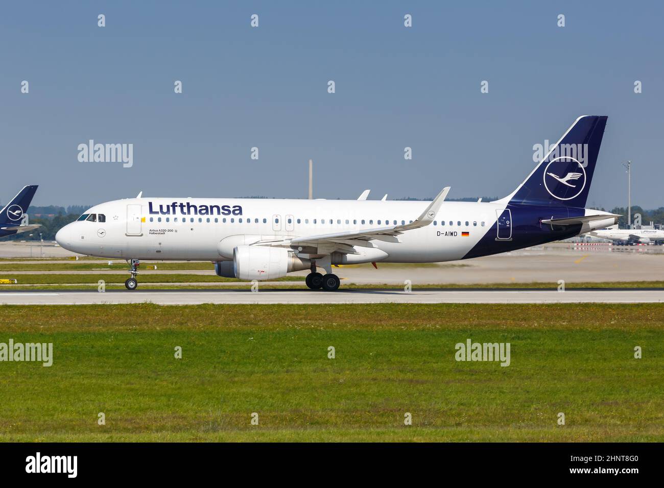 Lufthansa Airbus A320 airplane Munich airport in Germany Stock Photo