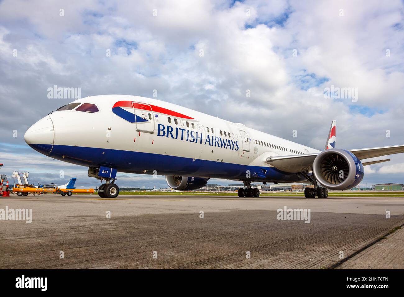 British Airways Boeing 787-9 Dreamliner airplane Stuttgart airport in Germany Stock Photo