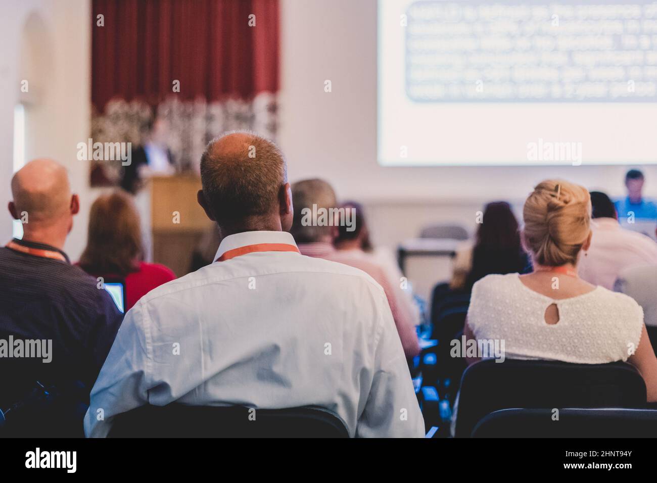 Speaker at Business Conference and Presentation. Stock Photo