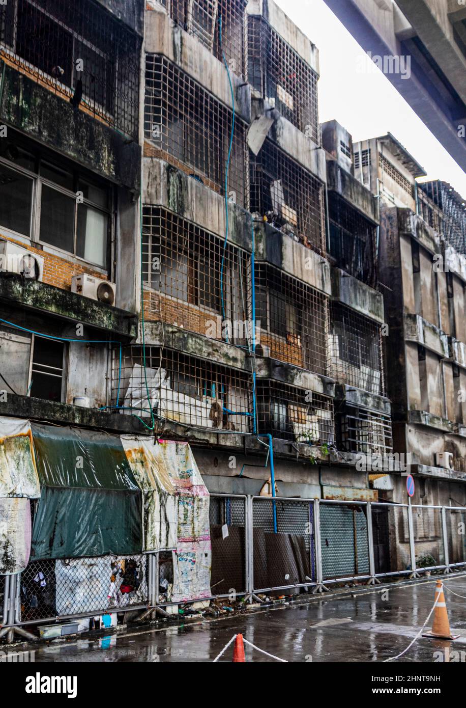 Unsightly run down poor dirty old areas in Bangkok Thailand. Stock Photo