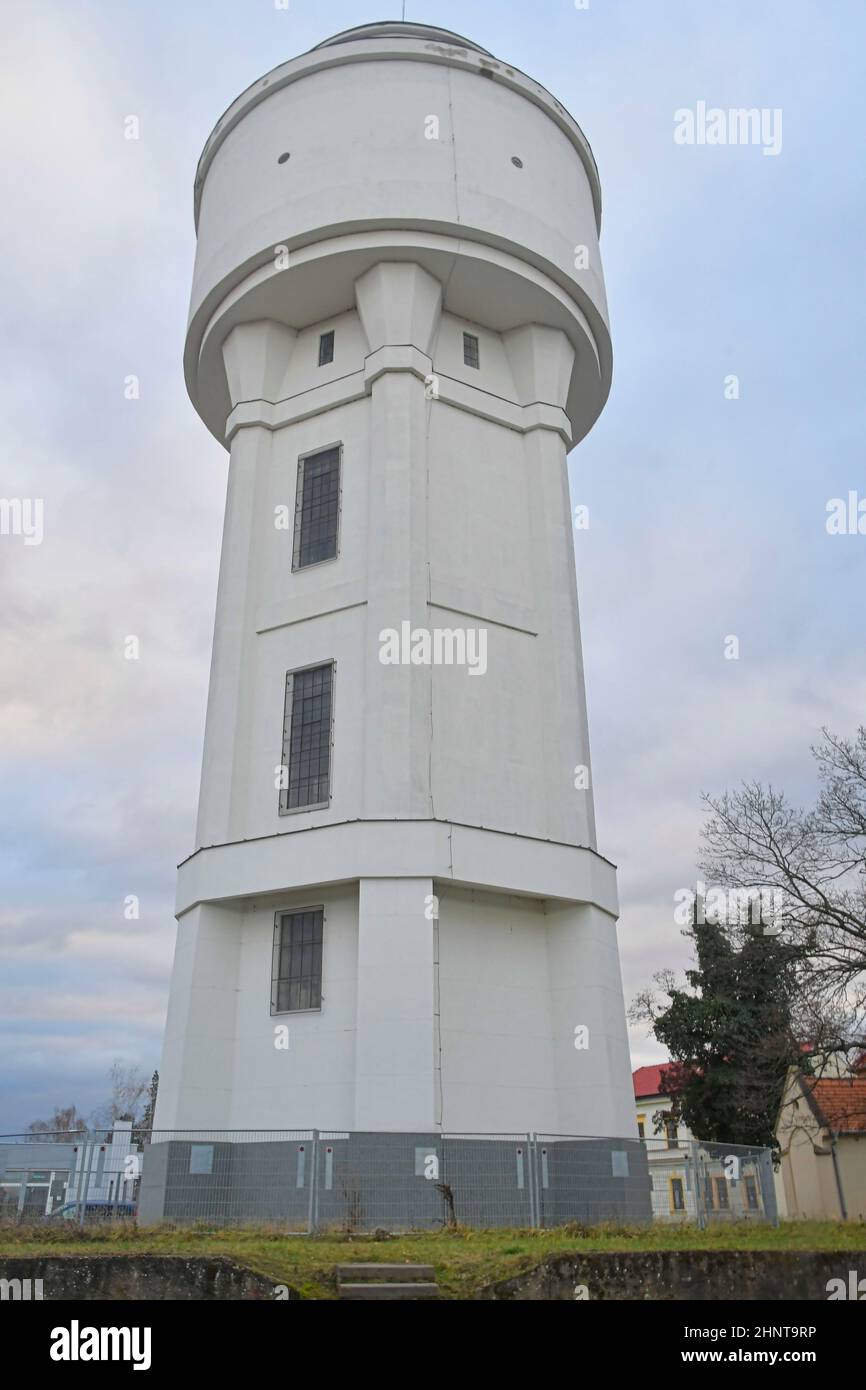 Old water tower. Architecture of old water tower in Breclav, Czechia Stock Photo