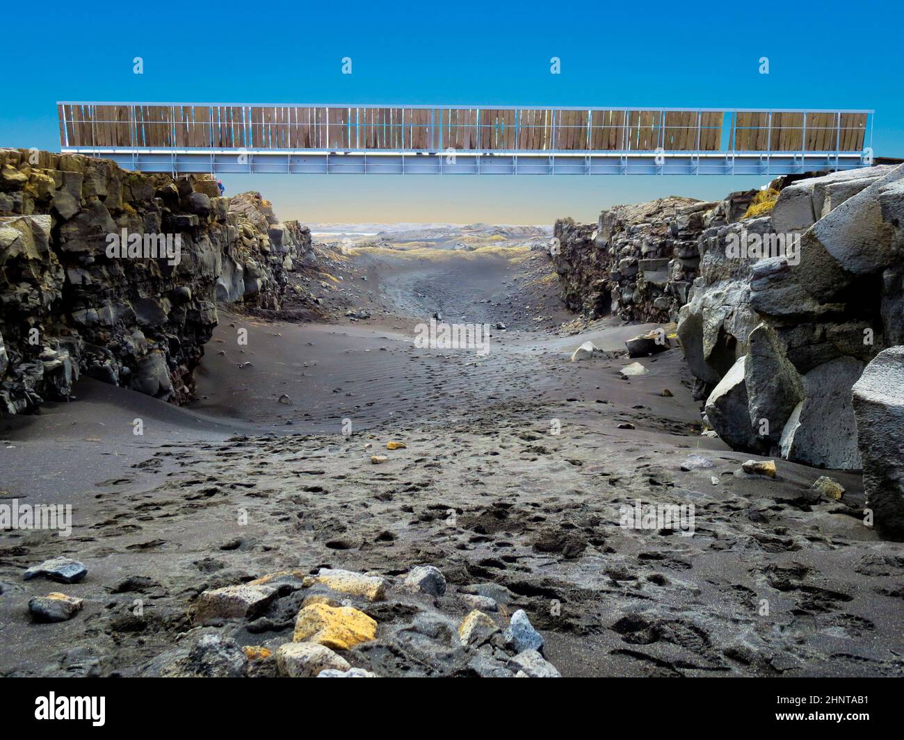 Bridge Between Continents in Álfagjá rift that connects two continents