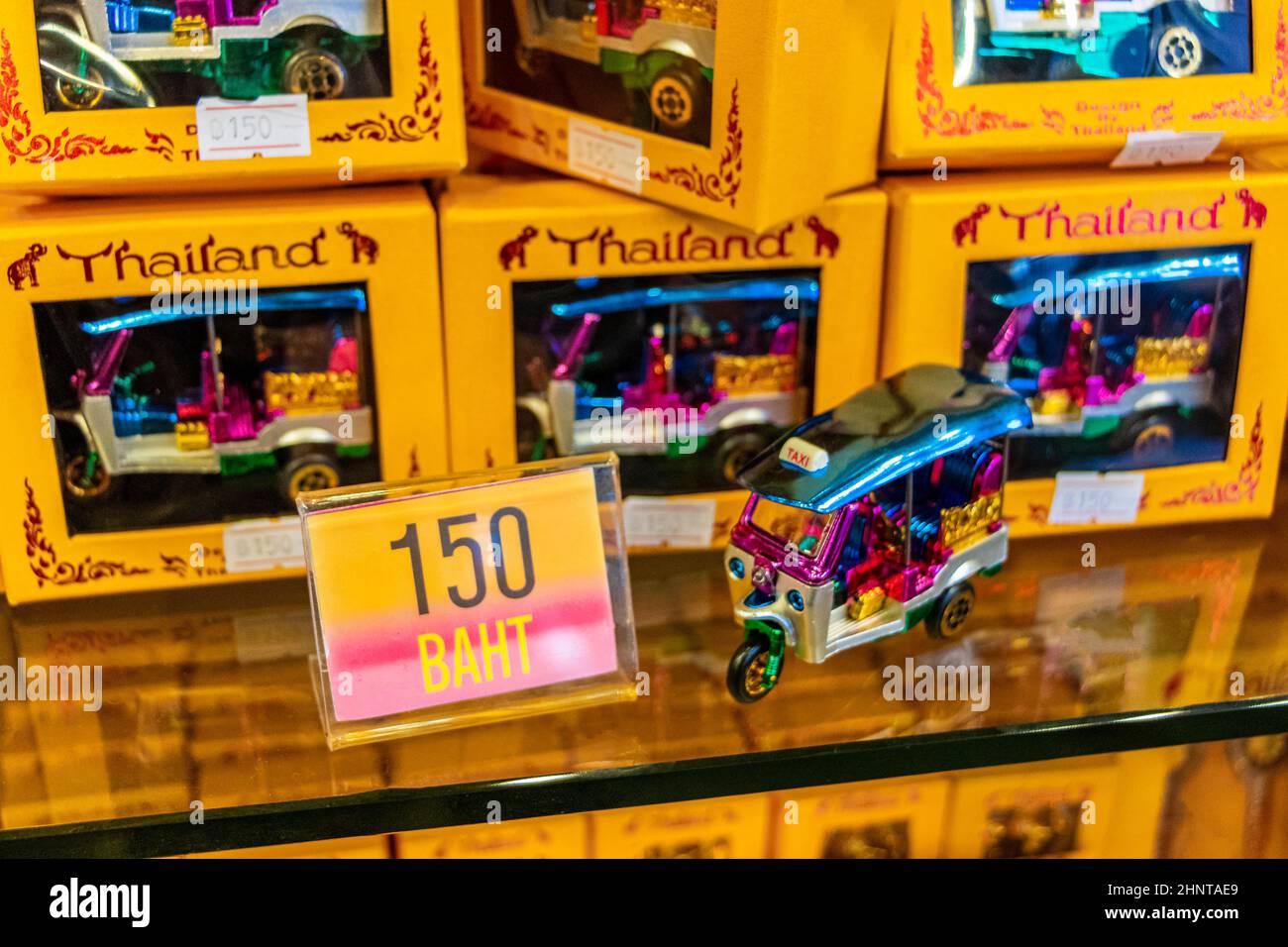 Beautiful colorful Tuk Tuk Souvenirs in Souvenir shop Bangkok Thailand
