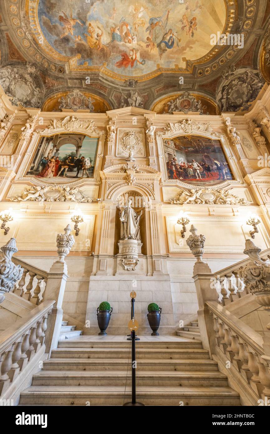 Marble staircase in historic palace with luxury interior - Savoia Royal Palace, Turin, Italy Stock Photo