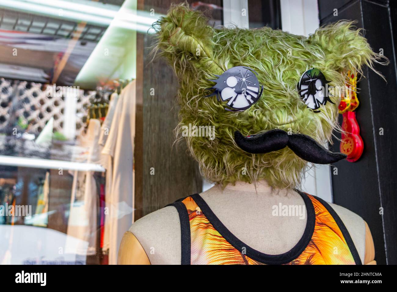 Green freak idiot mannequin in a sales shop Bangkok Thailand. Stock Photo