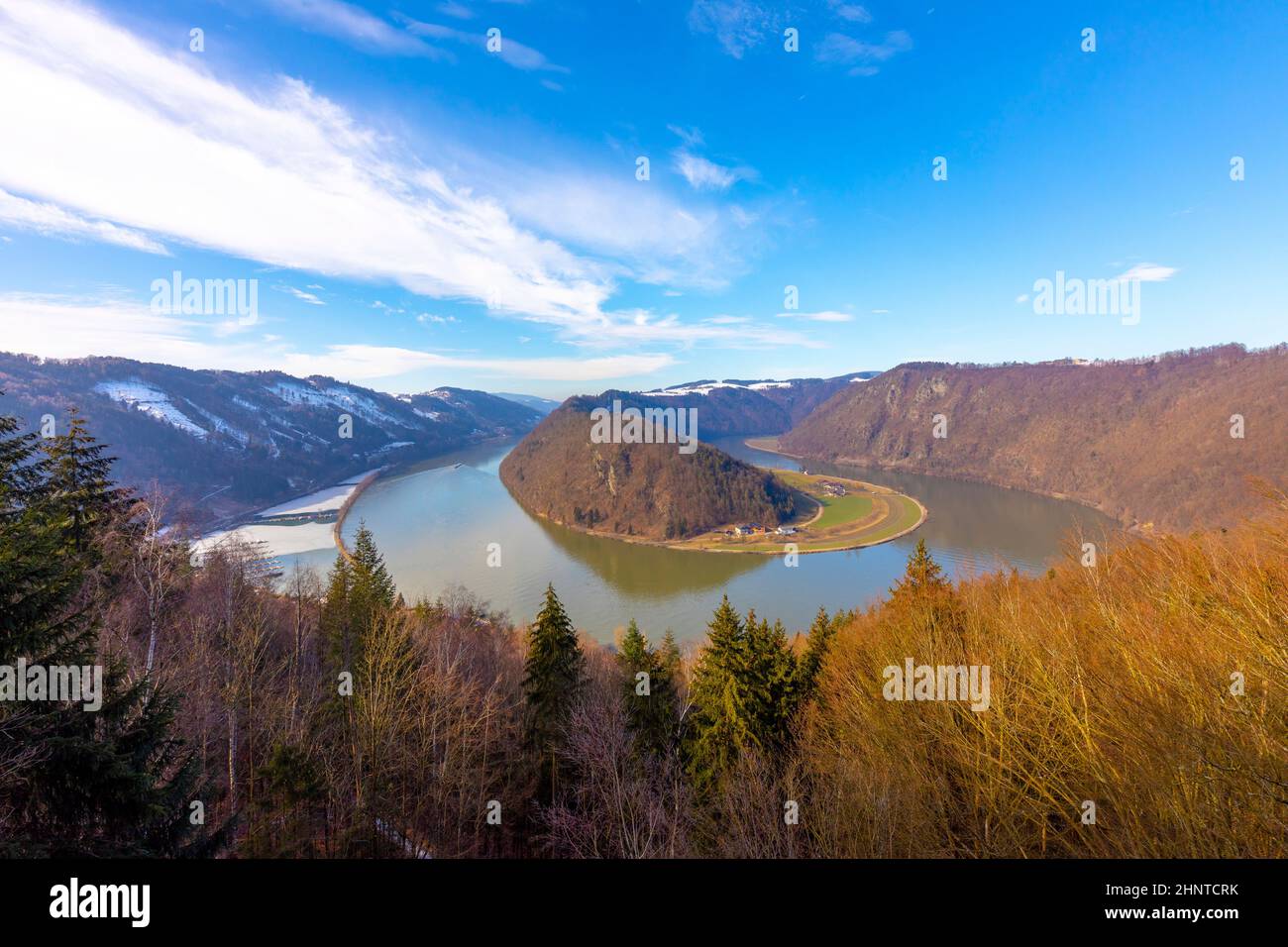 famous Danube loob in Haibach, Schloengen, austria Stock Photo