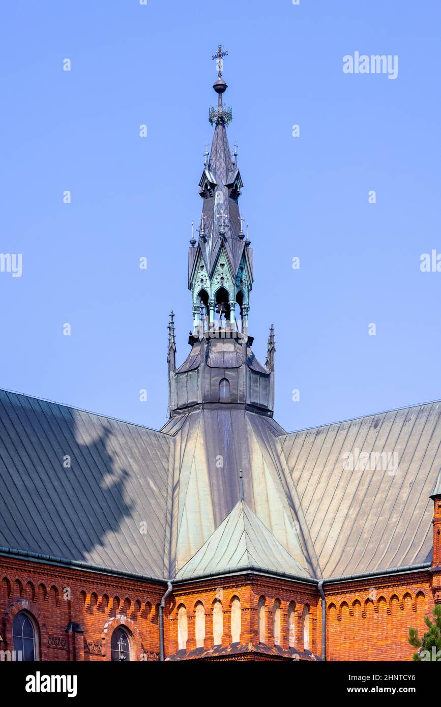 Church of the Holy Family, facade of Roman Catholic neo-gothic parish church, Tarnow, Poland Stock Photo