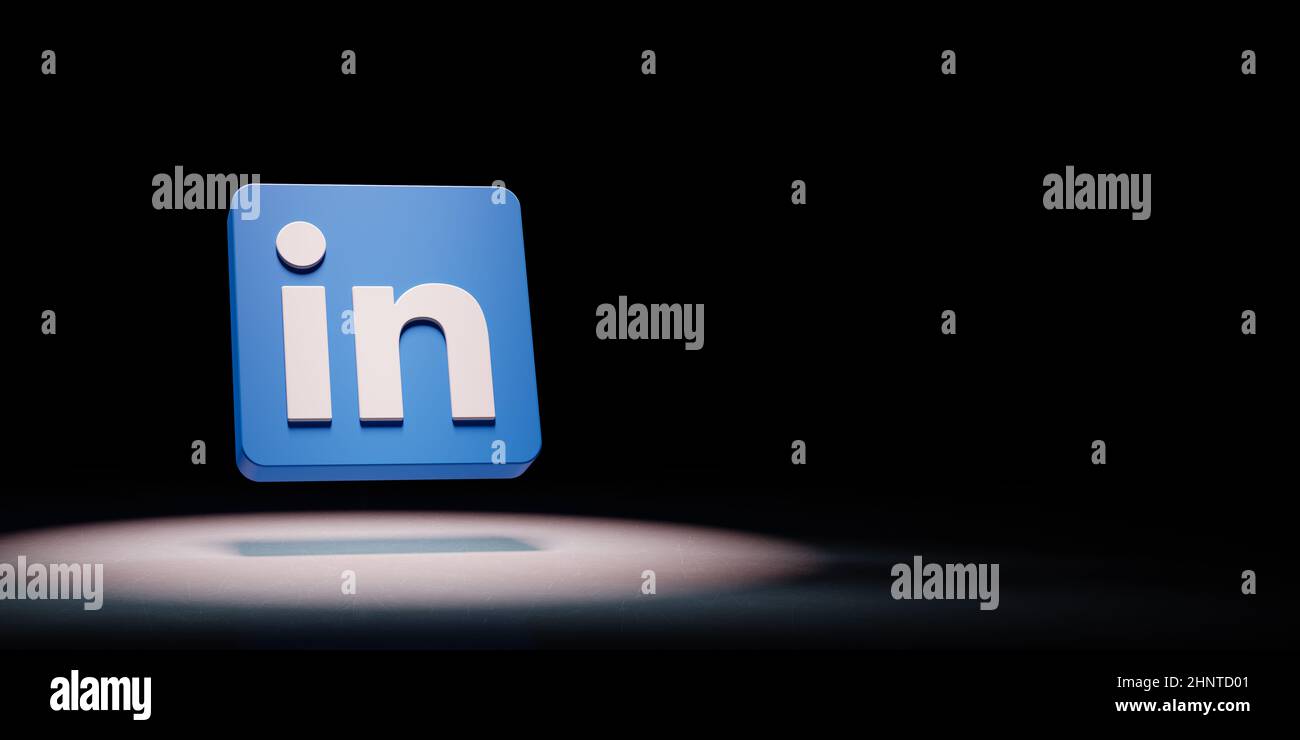 Linkedin Logo Spotlighted on Black Background Stock Photo Alamy