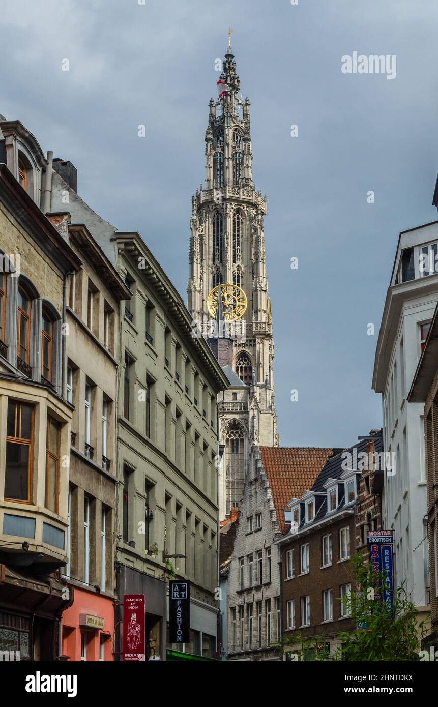 ANTWERP, BELGIUM - AUGUST 22, 2013: Urban landscape, architecture in the city of Antwerp, Flanders, Belgium Stock Photo