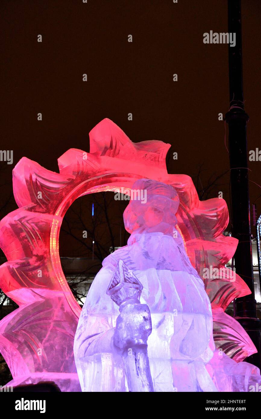 Fabulous ice characters (figures) on New Year's Eve Stock Photo