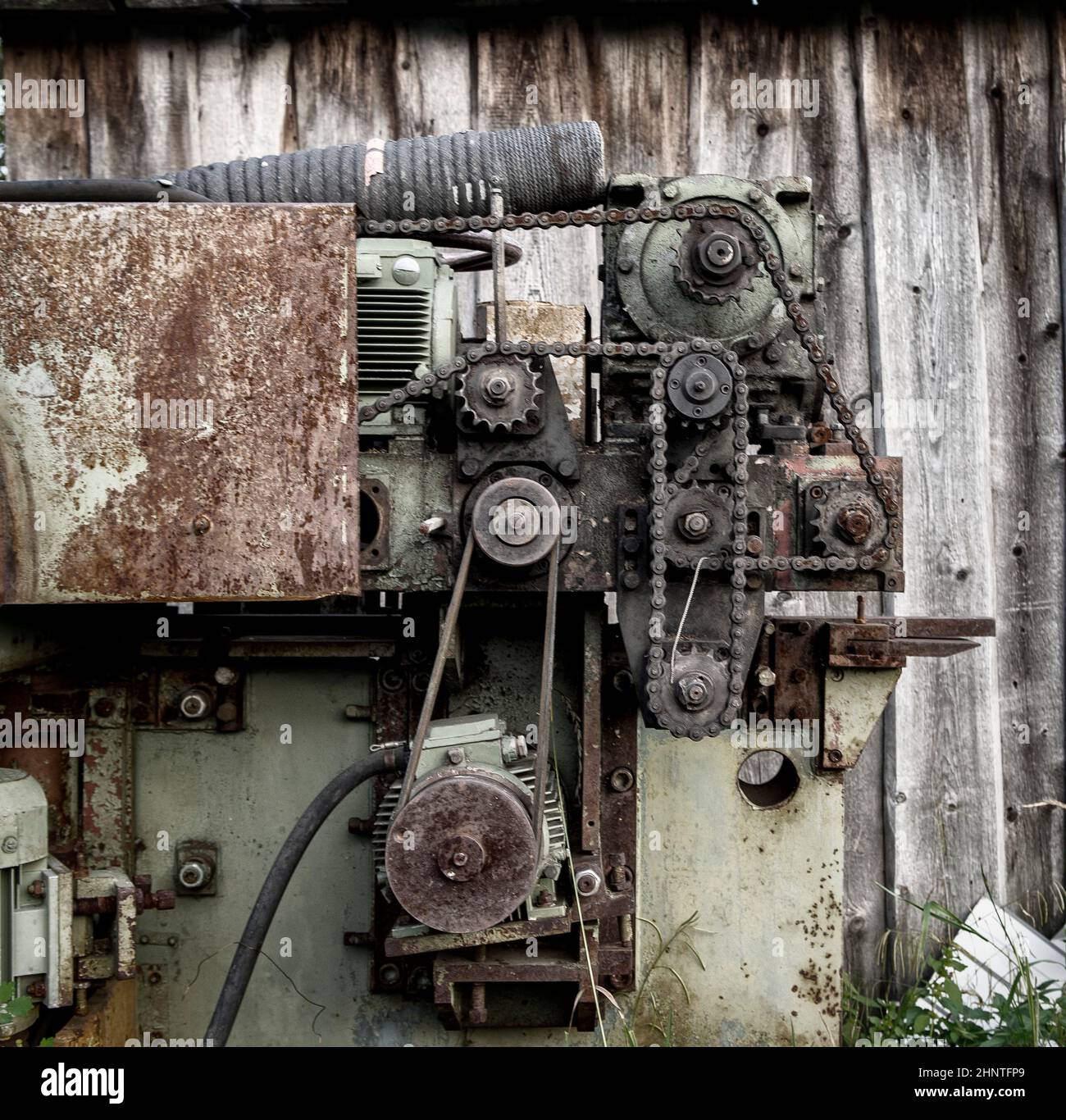 The old abandoned diesel electric generator colored Stock Photo