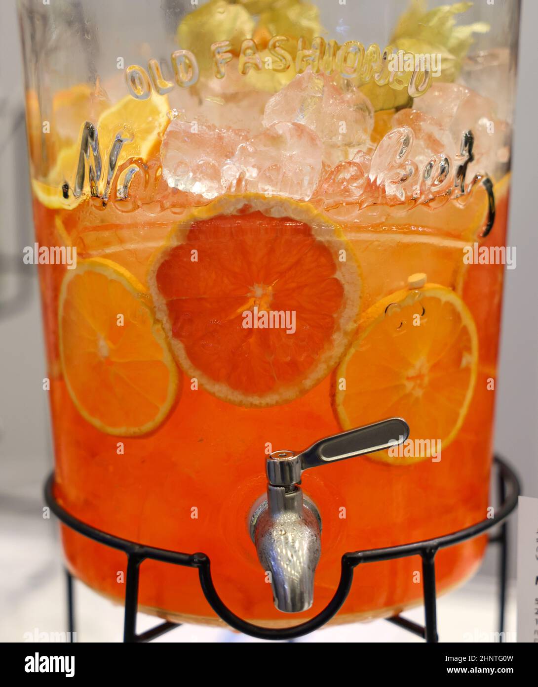 Fresh juice with orange slices Stock Photo