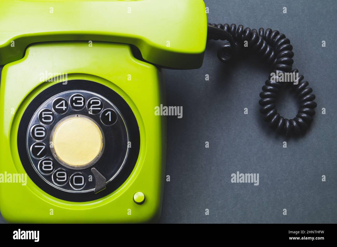 Classic phone with handset. vintage green telephone with phone receiver