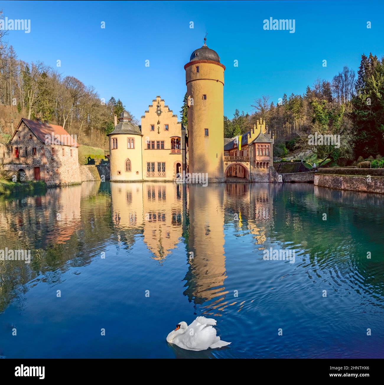 The Mespelbrunn water Castle  in Mespelbrunn, Bavaria, Germany Stock Photo