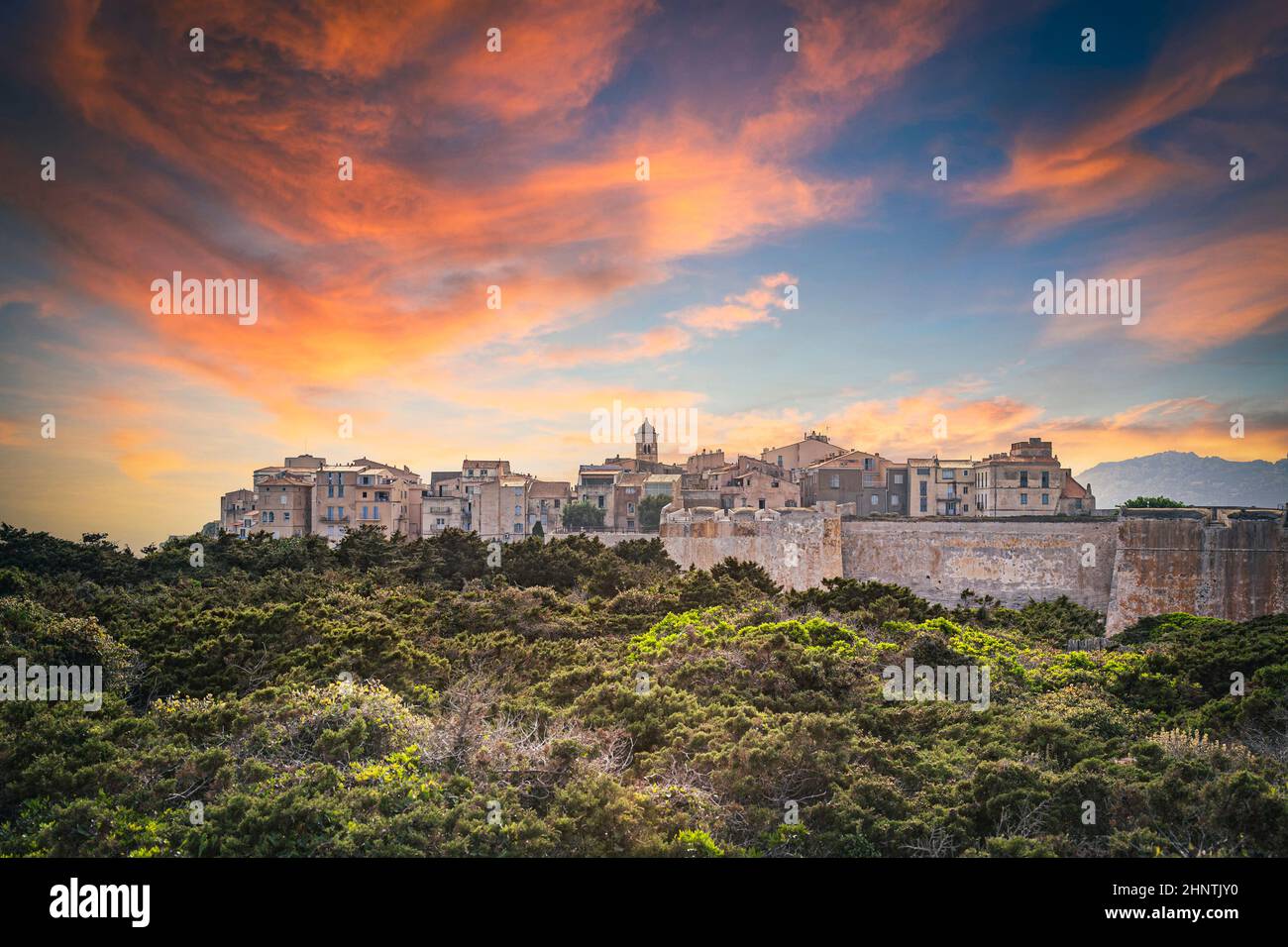 view of the city of Bonifacio in Corsica. Stock Photo