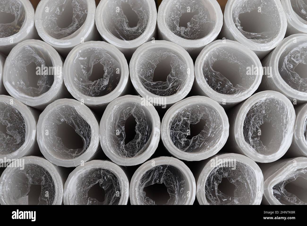 Close up detailed view on plastic foil and plastic surfaces in high ...