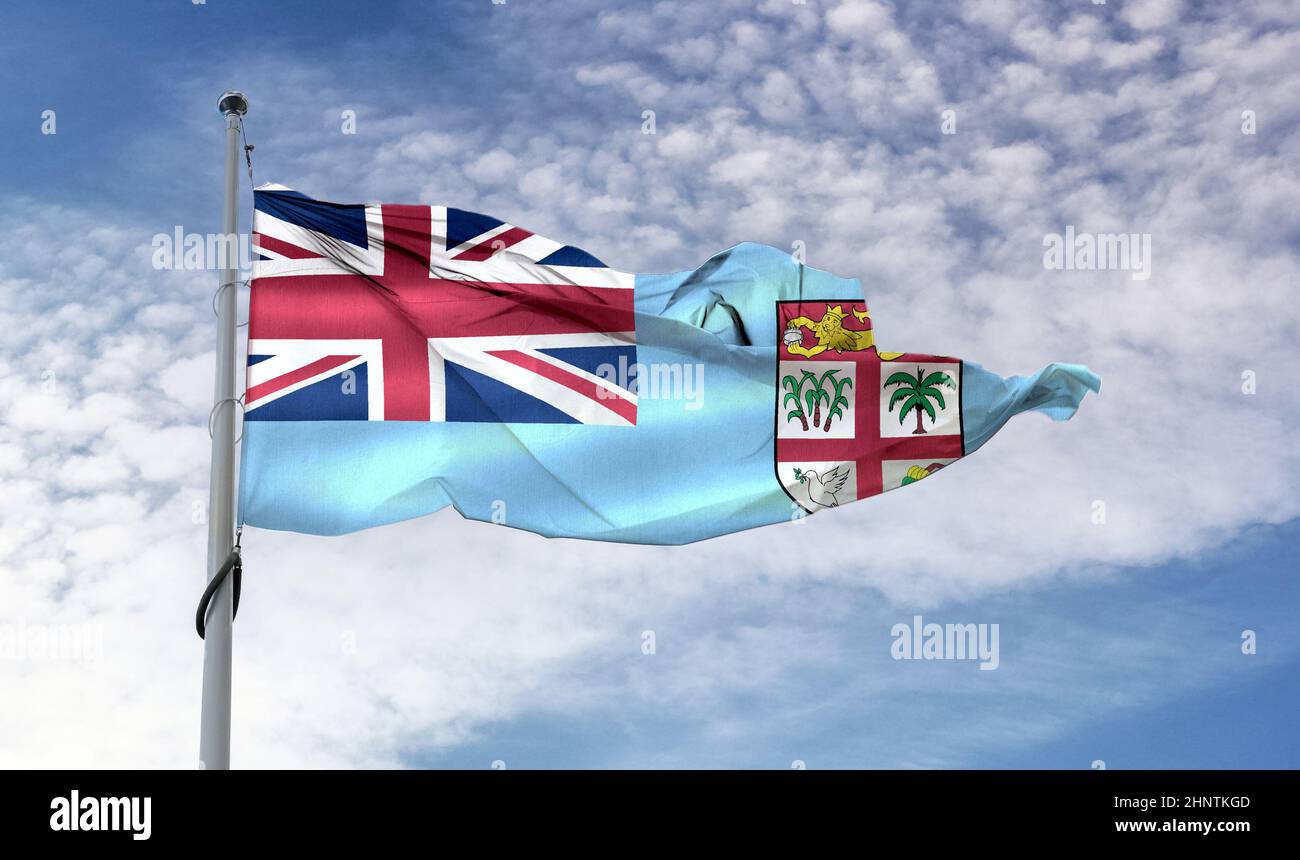 Fiji flag - realistic waving fabric flag Stock Photo