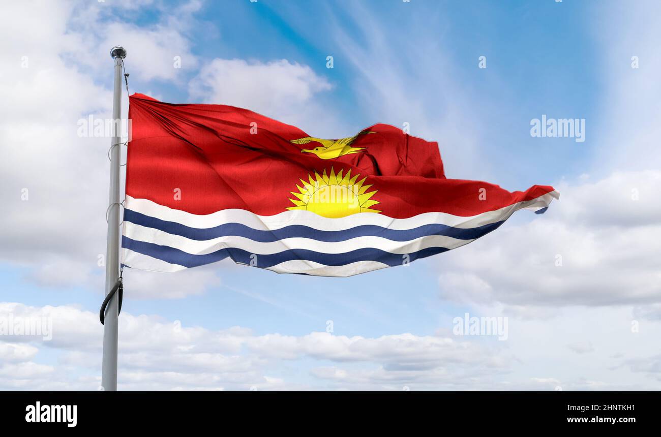 Kiribati flag - realistic waving fabric flag Stock Photo - Alamy