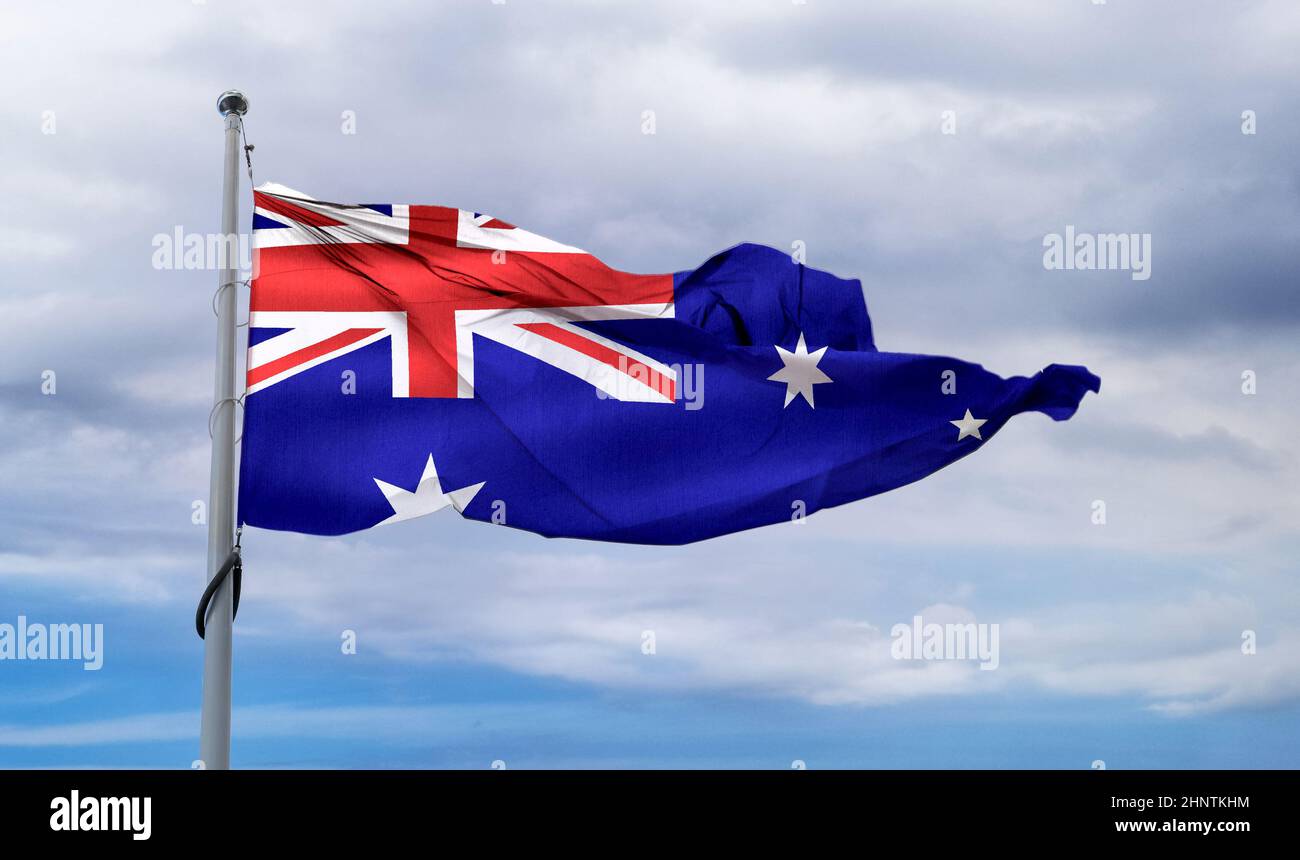 Heard Island and McDonald Islands flag - realistic waving fabric flag Stock Photo