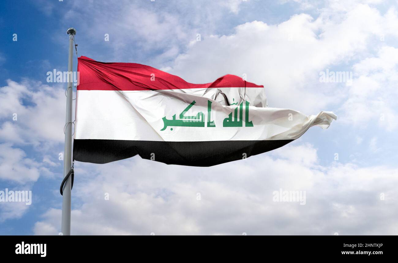 Iraq flag - realistic waving fabric flag Stock Photo