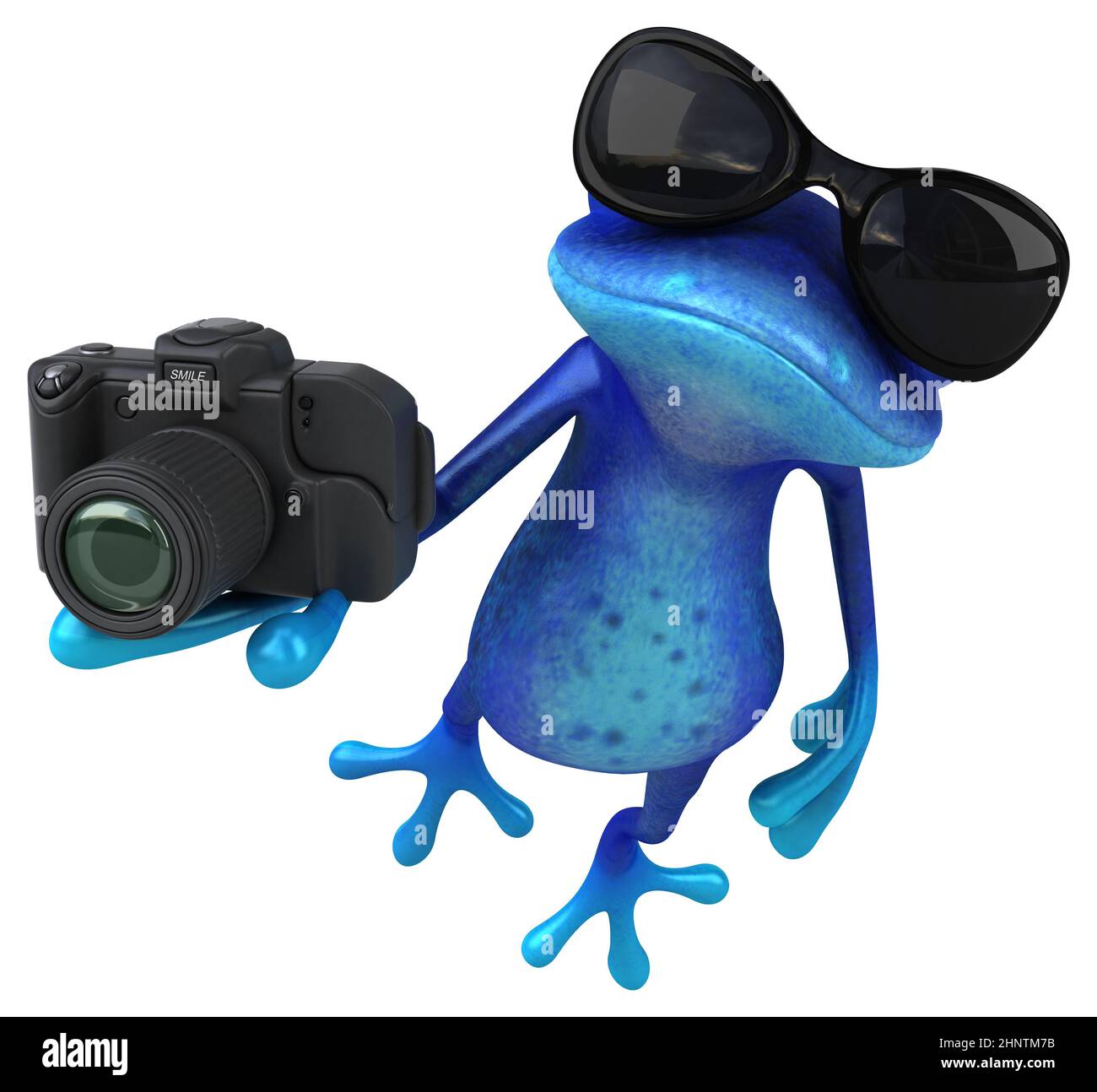 Fun blue frog - 3D Illustration Stock Photo - Alamy