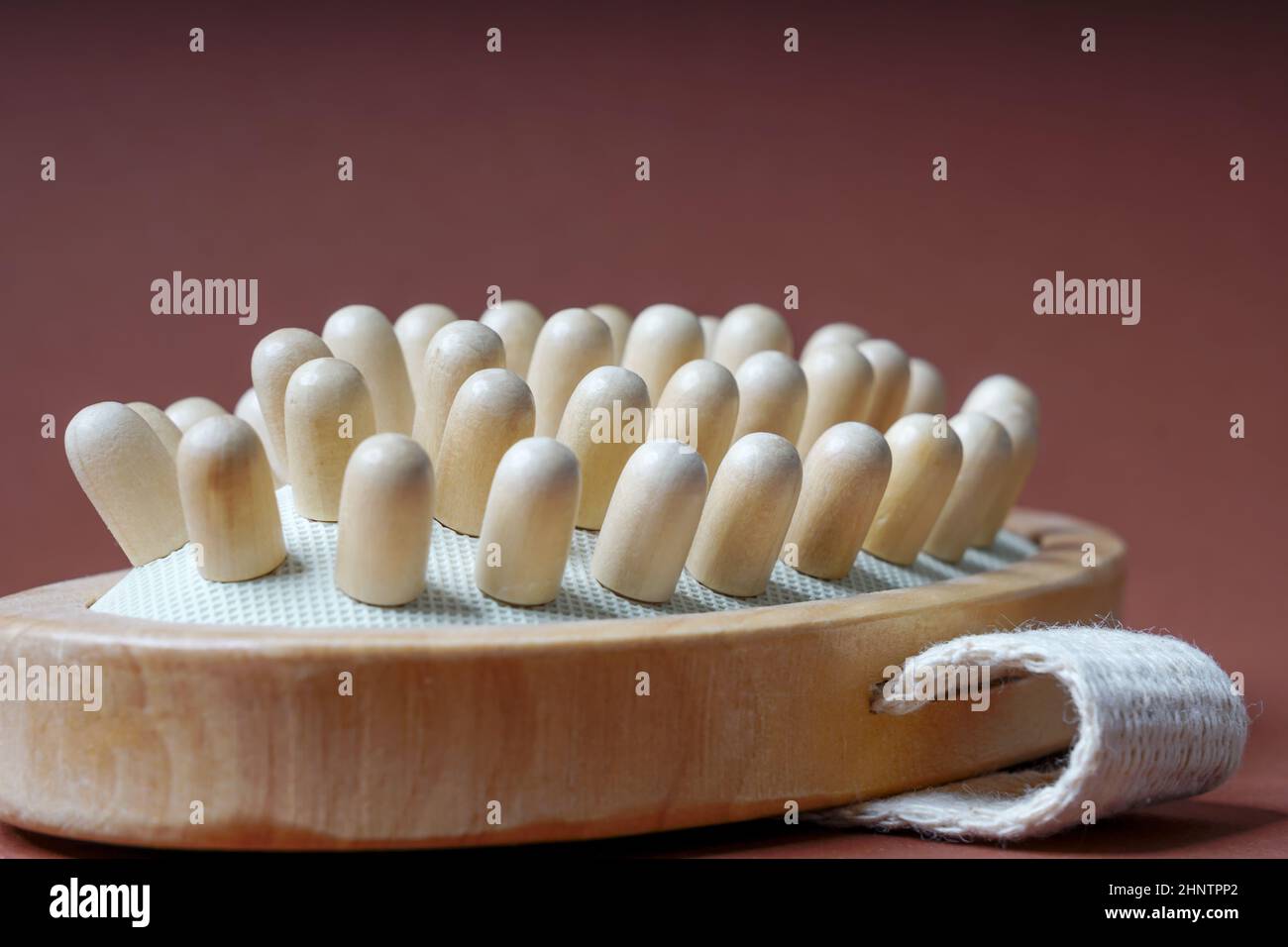 Still life and close-up of a wooden measuring brush Stock Photo