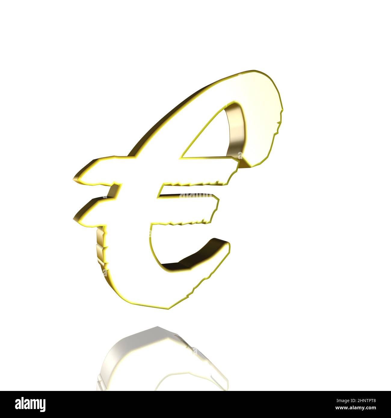 Euro currency symbol in yellow, gold on a white background as a 3D ...