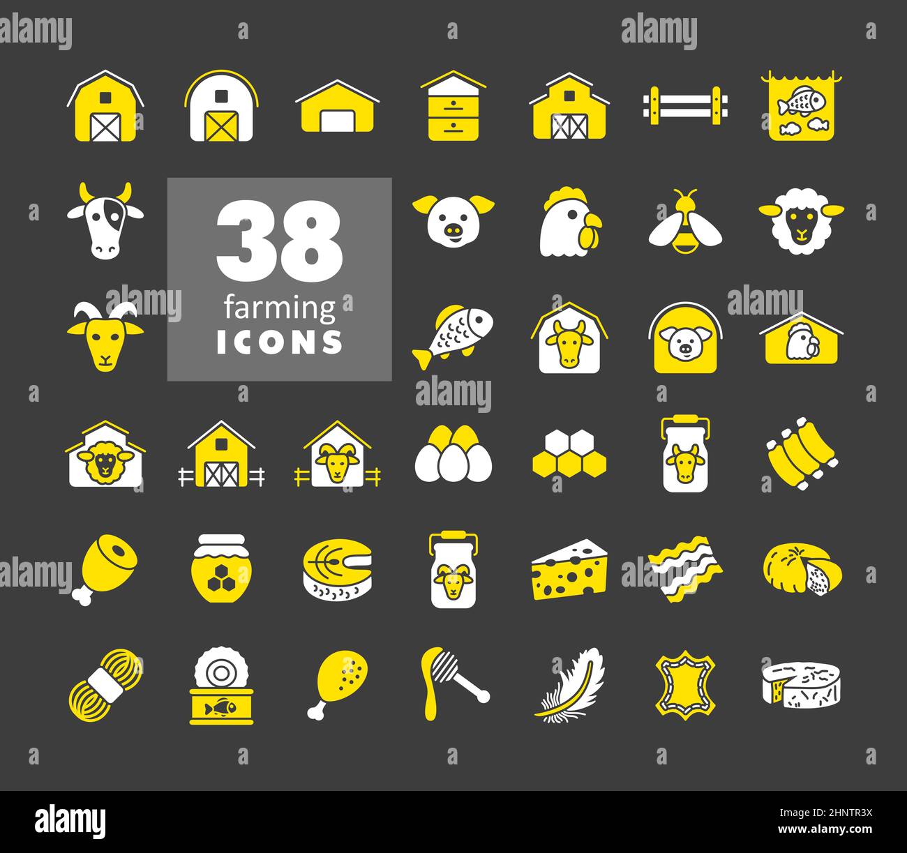 Farm animal glyph icons set. Animal food sign. Graph symbol for your ...